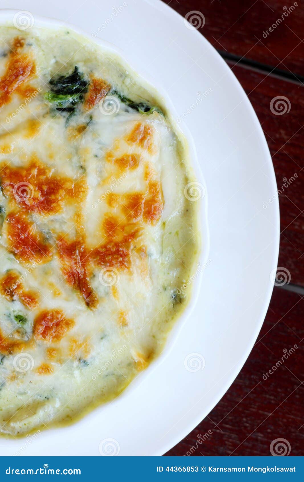 Baked Spinach with Cheese. stock image. Image of delicious - 44366853