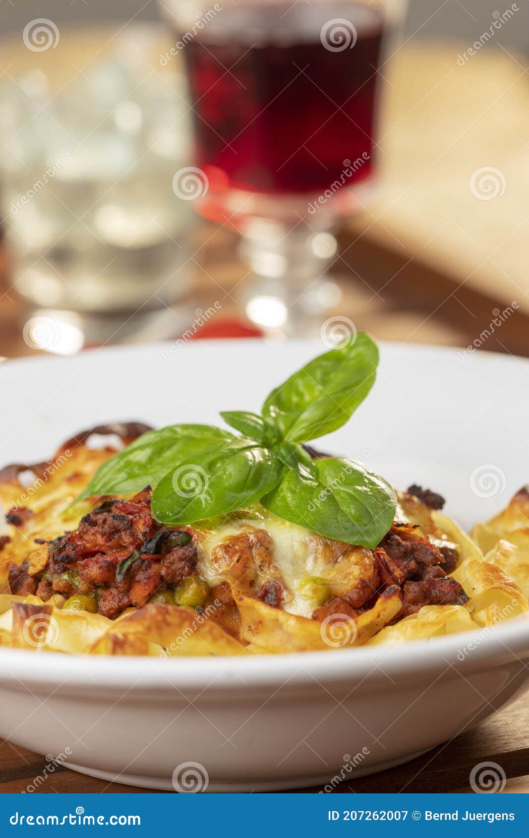 Baked tagliatelle stock image. Image of herb, gratin 207262007