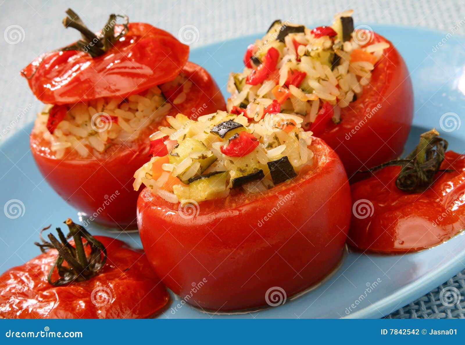 Baked Tomato with Rice and Vegetable Stock Photo Image of home