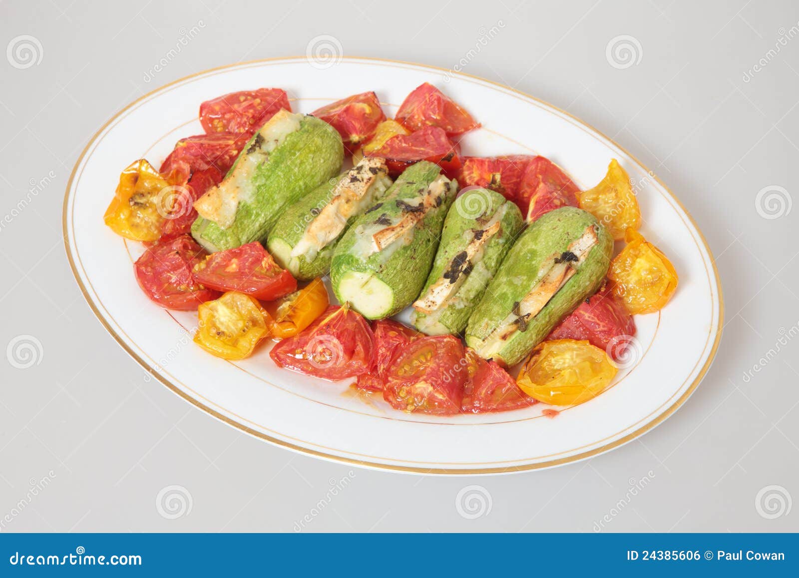 Baked Tomatoes and Stuffed Courgettes Stock Photo Image of oven