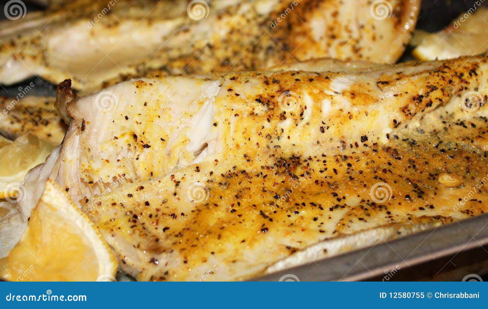Baked Trout stock image. Image of lemons, fishing, meal 12580755