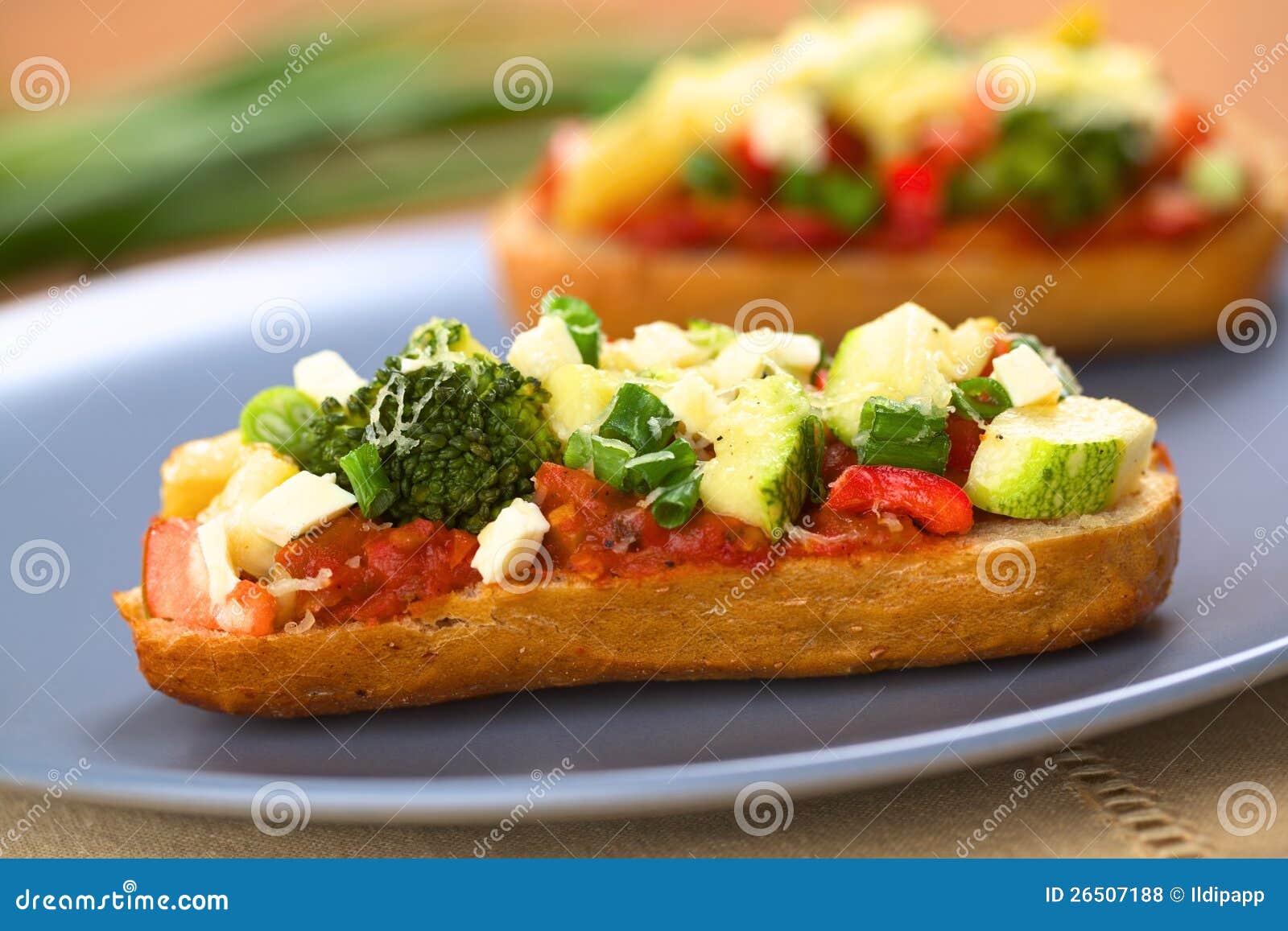 Baked Vegetarian Open Sandwich Stock Photo Image of roll, baked 26507188