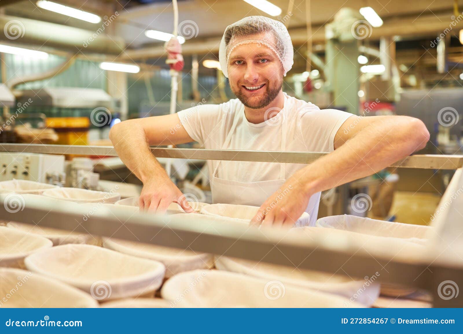 Baker Apprentice in Training Baking Bread Stock Image Image of large