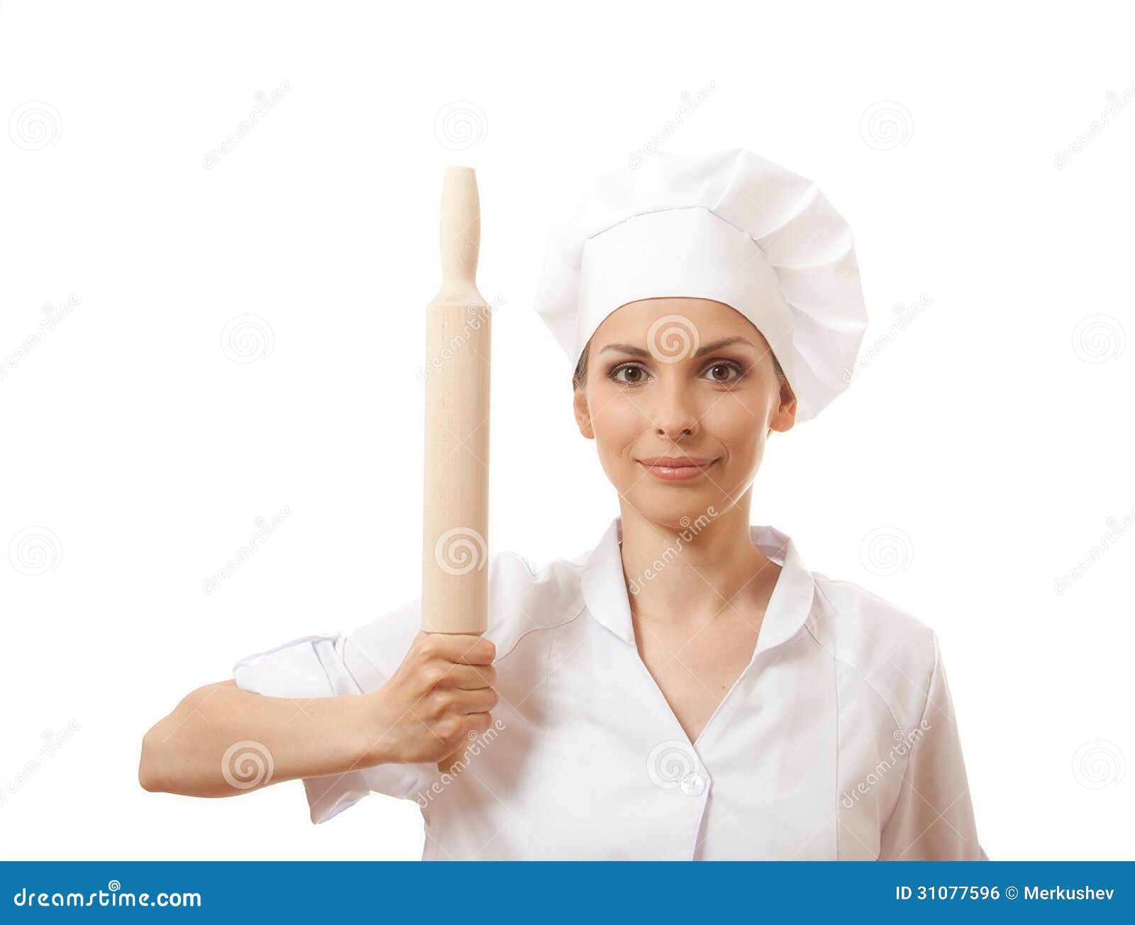 Baker / Chef Woman Holding Baking Rolling Pin Stock Photo - Image of ...