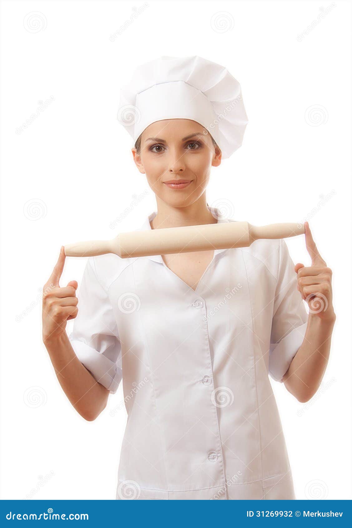 Baker / Chef Woman Holding Baking Rolling Pin Stock Photo - Image of ...