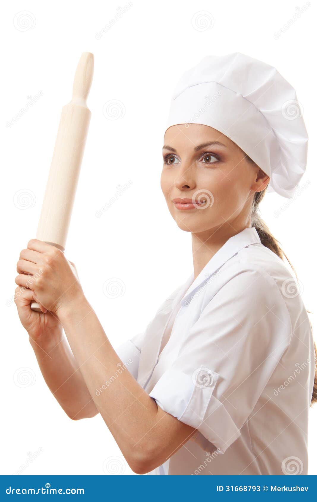 Baker / Chef Woman Holding Baking Rolling Pin Stock Photos - Image ...