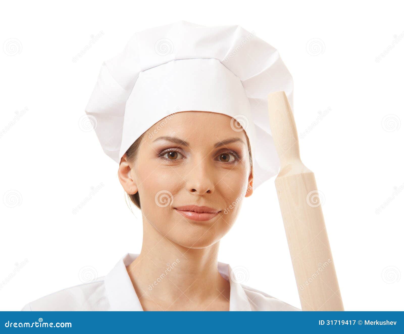 Baker / Chef Woman Holding Baking Rolling Pin Stock Image - Image of ...