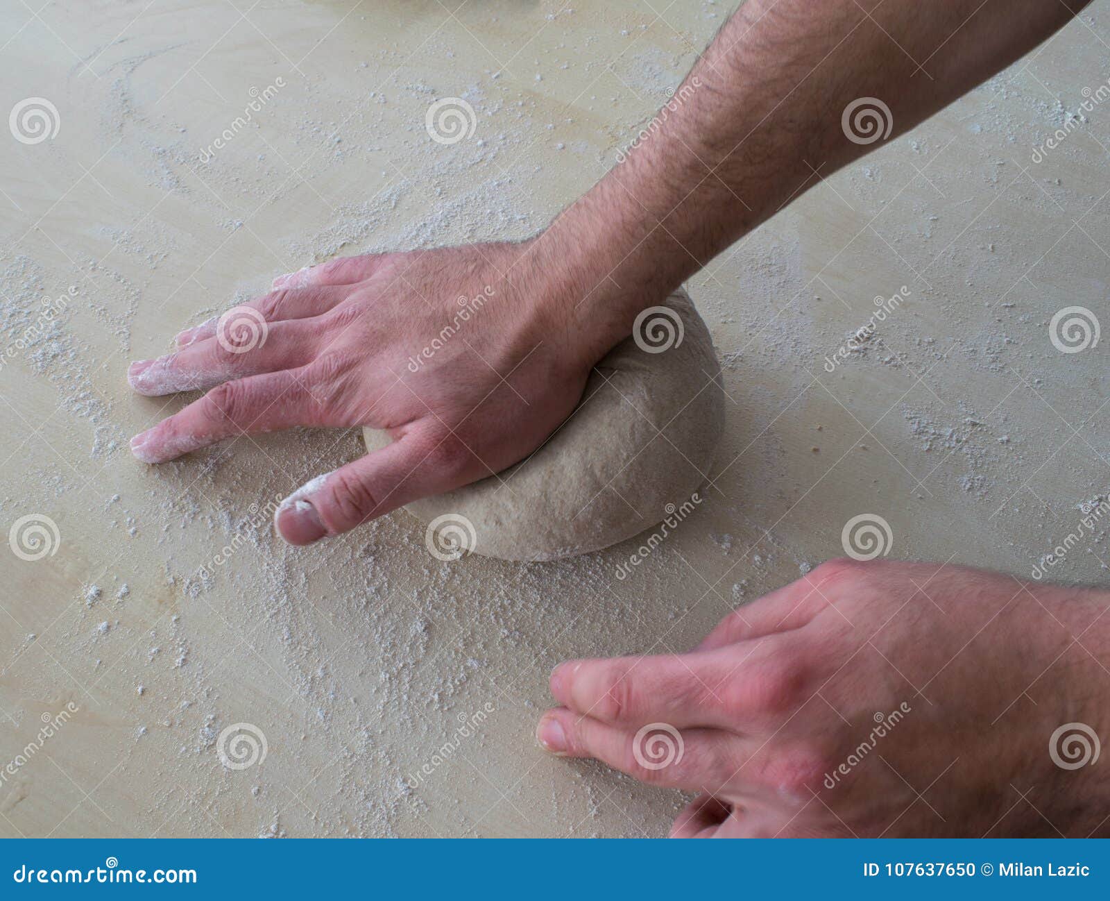 Baker Forms and Kneads a Loaf of Bread. Stock Photo Image of patience