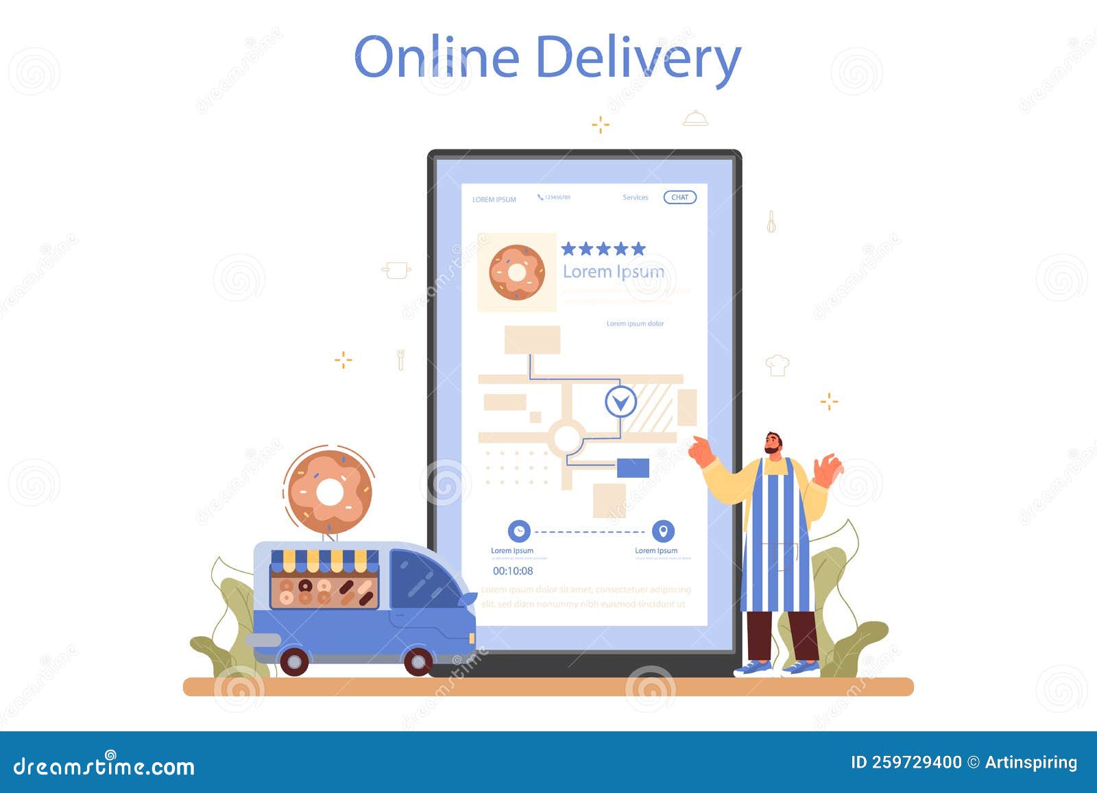 Baker Online Service or Platform. Chef in the Uniform Baking Bread