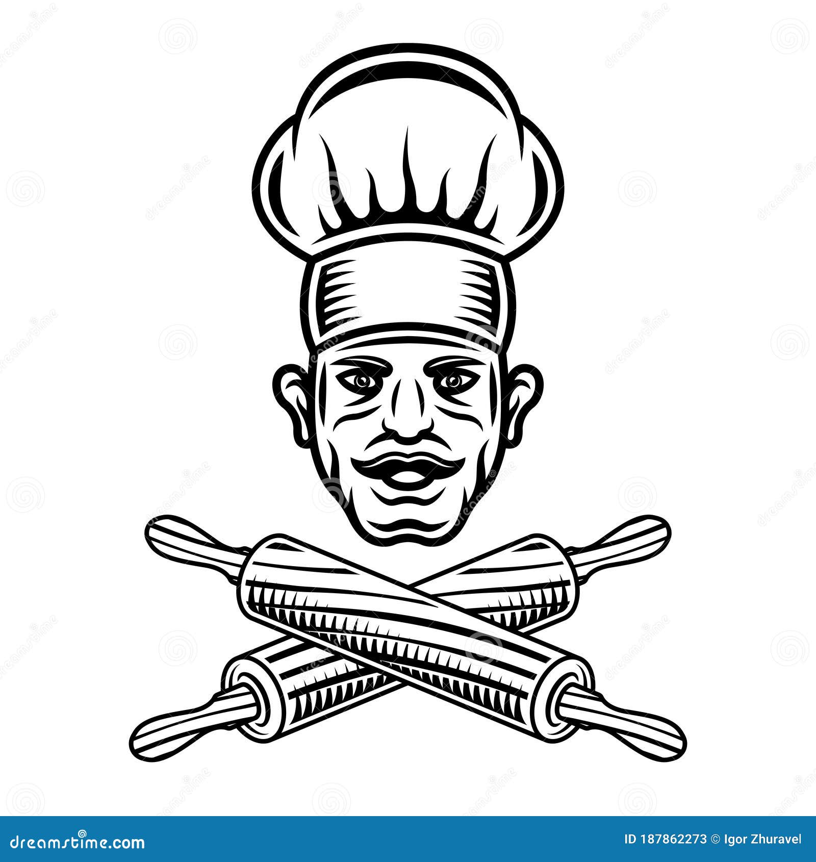 Baker and Two Crossed Rolling Pins Vector Object Stock Vector