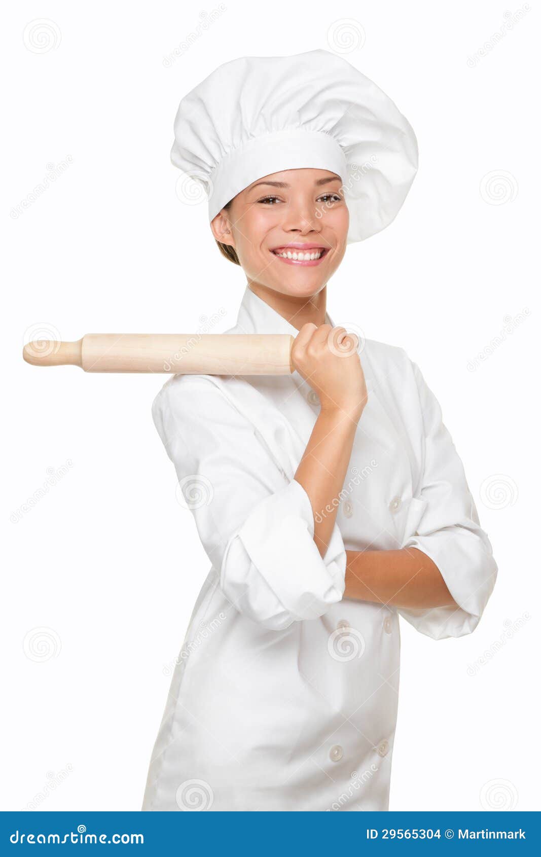 Baker Woman Smiling Proud with Baking Rolling Pin Stock Photo - Image ...