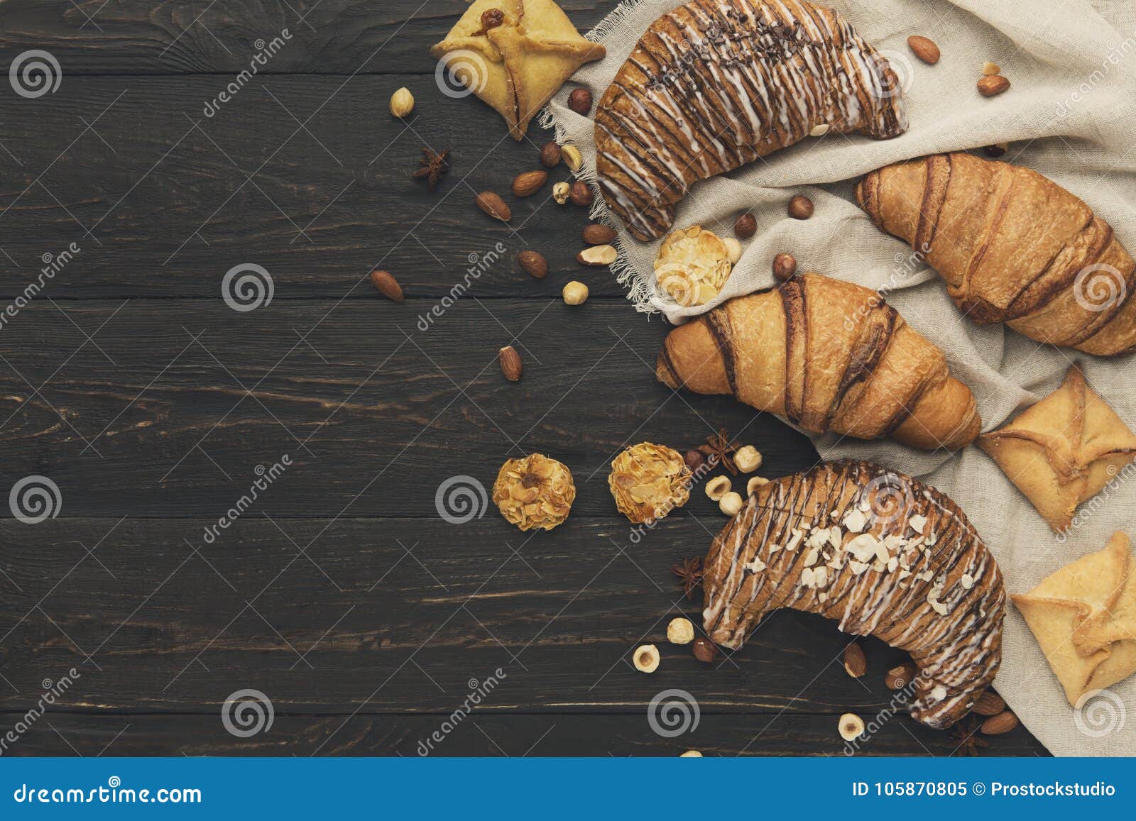Bakery Background with Copy Space on Rustic Wood Stock Image - Image of