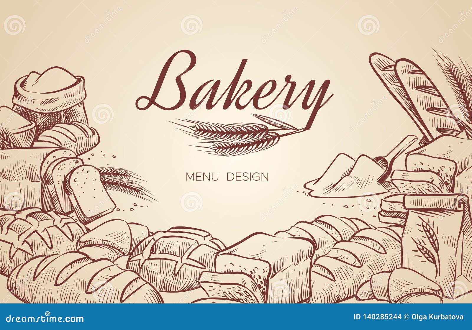 Bakery Background. Hand Drawn Cooking Bread Bakery Bagel Breads Pastry Bake  Baking Culinary Vector Menu Design Stock Vector - Illustration of french,  bakeshop: 140285244