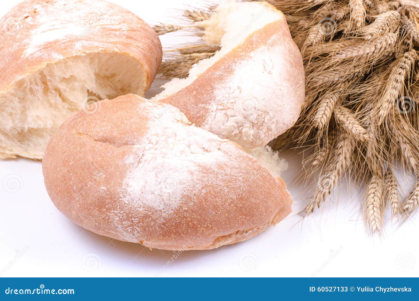 Bakery Bread with Sheaf of Wheat Ears on White Stock Image Image of bake, beautiful 60527133