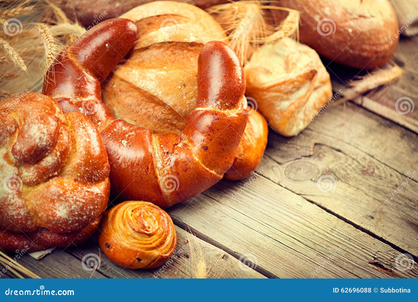 Bakery Bread on a Wooden Table Stock Photo Image of assortment, bread