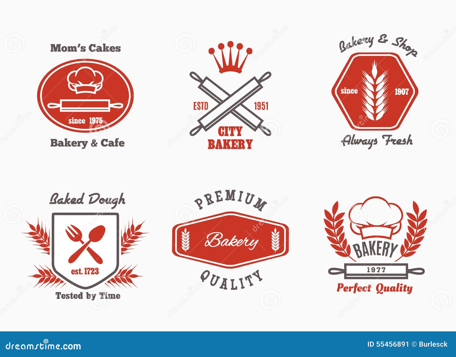 Bakery Cafe Bistro Logo Set Stock Vector Image 55456891