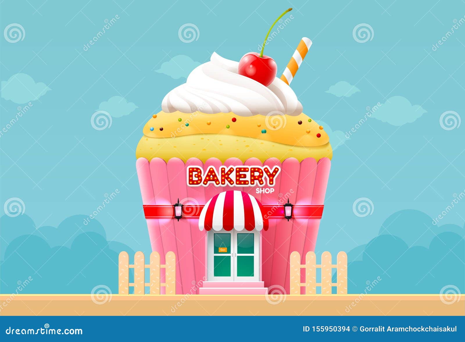 Bakery Cake Shop Store Building Front Vector Stock Vector - Illustration of  cute, architecture: 155950394