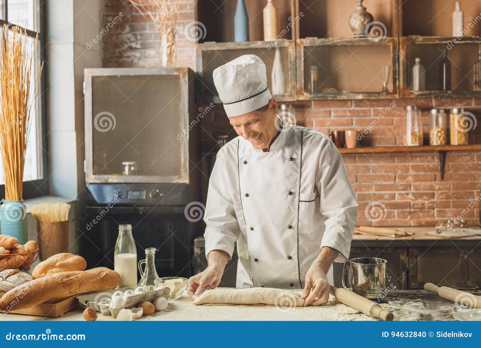 Bakery Chef Cooking Bake in the Kitchen Professional Stock Photo