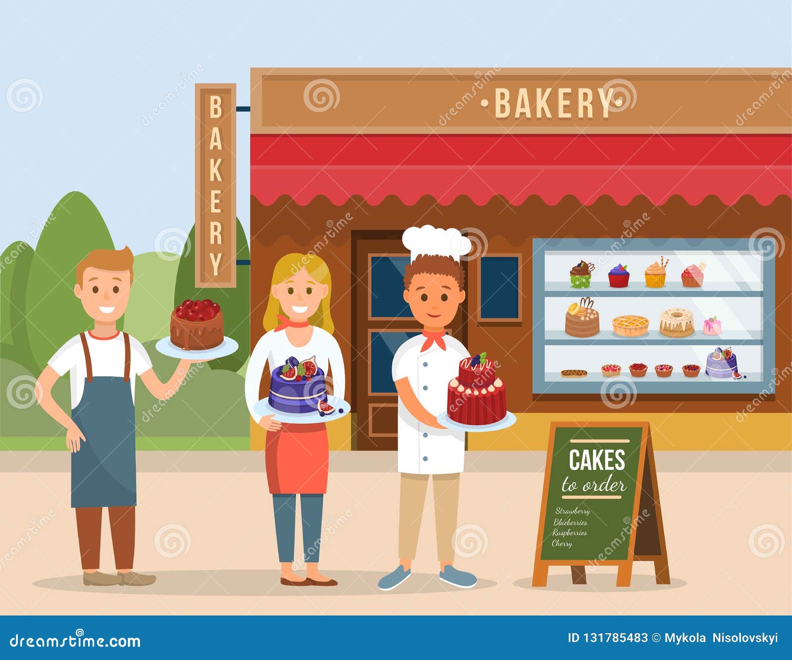 Bakery Shop Concept. Vector Flat Illustration. Stock Vector - Illustration  of cartoon, baker: 131785483