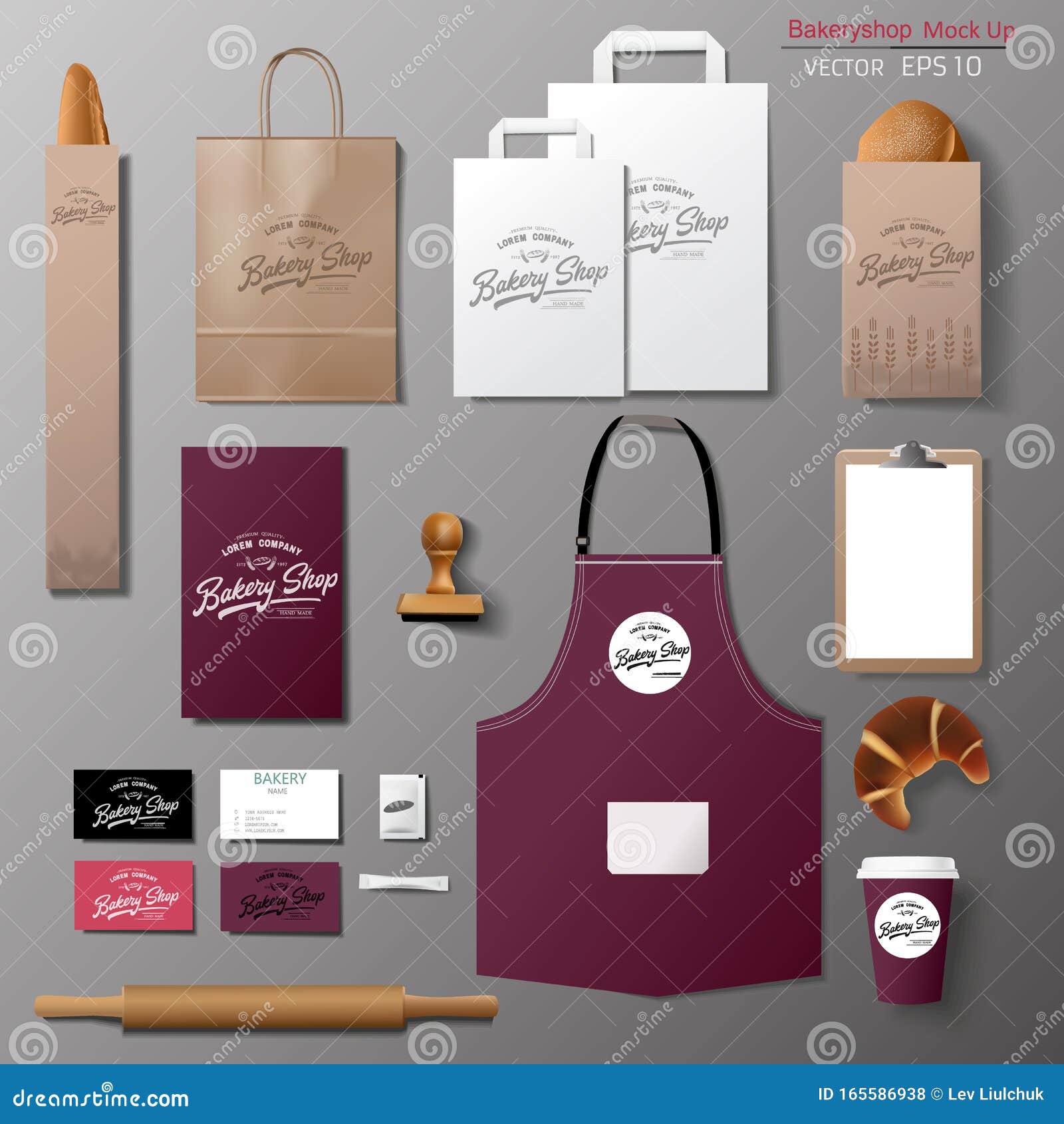 Bakery Corporate Branding Identity Template Design Set Stock