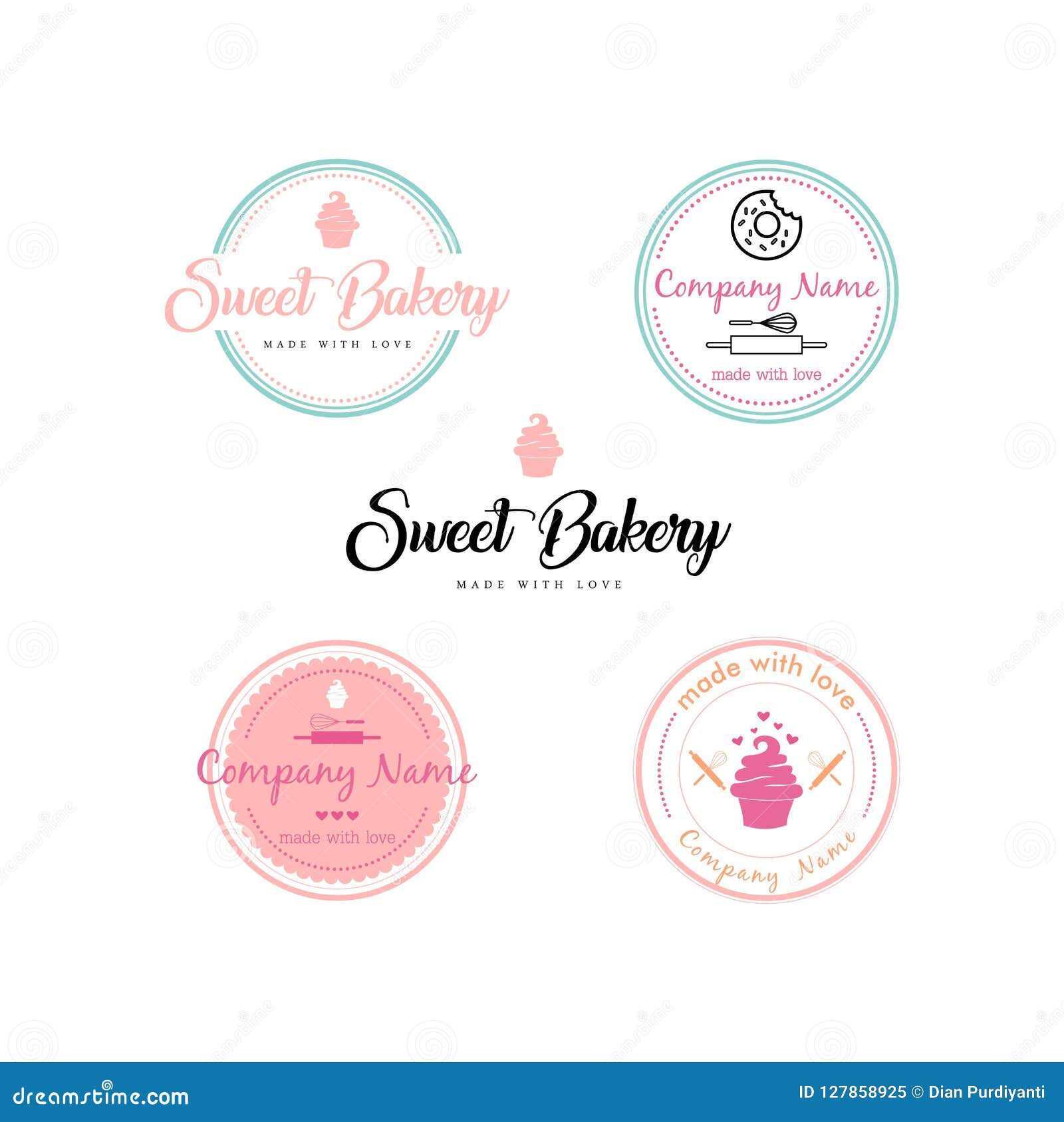 Bakery and Dessert Logo, Sign, Collection, Emblem, Flat Vector Design