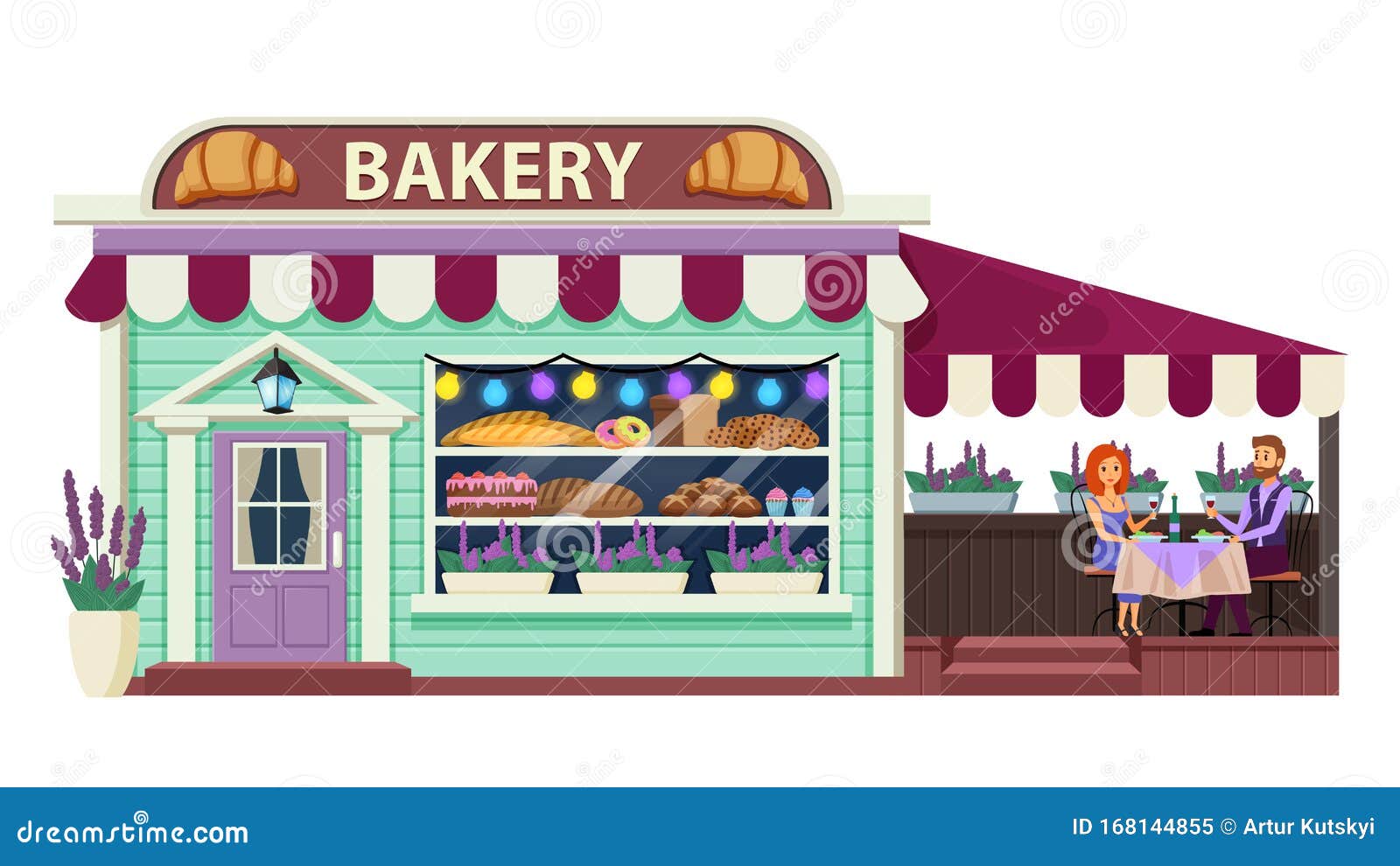 Bakery Building Cartoon Flat Vector Illustration Stock Vector 8CB