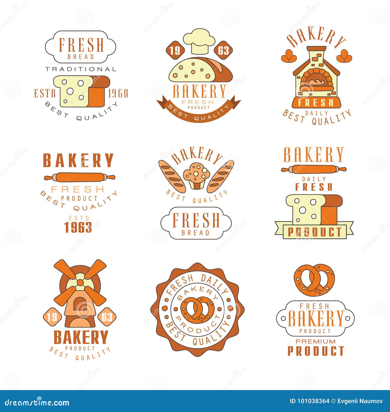 Bakery, Fresh Bread Logo Design, Vintage Bakery Shop, Company Emblem ...