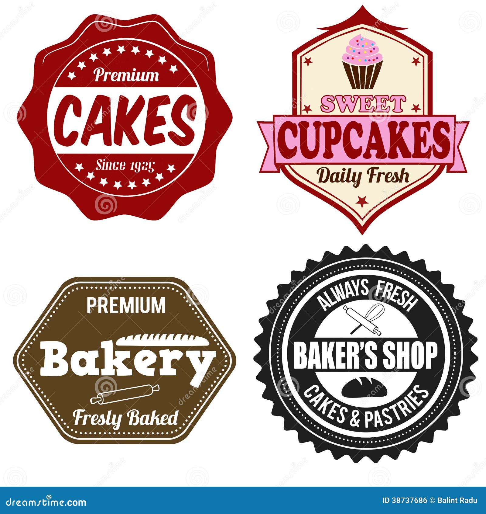 Bakery labels or stamps stock illustration. Illustration of goods