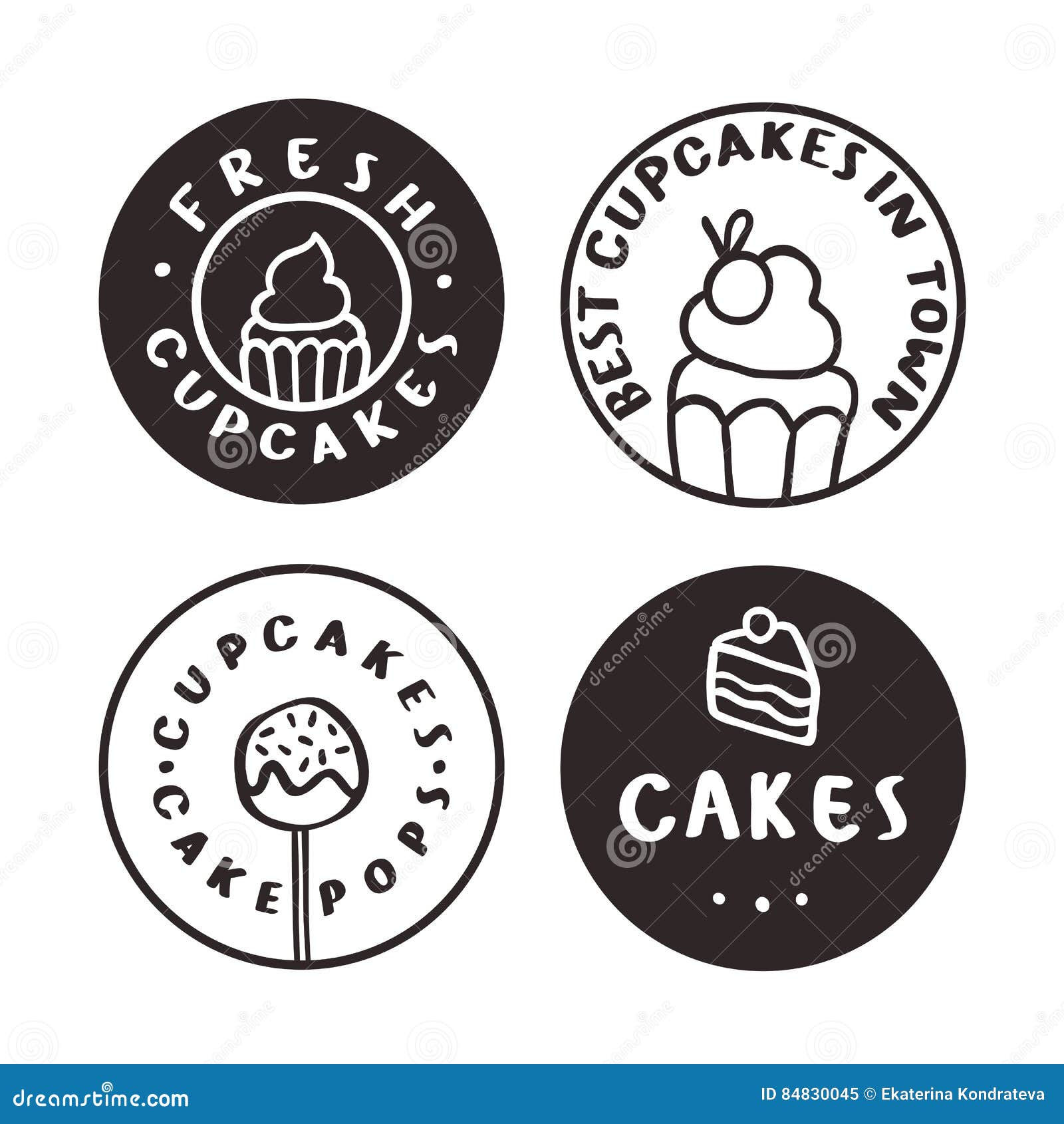 Bakery Logotypes Cakes Cupcakes Pastry Stock Vector