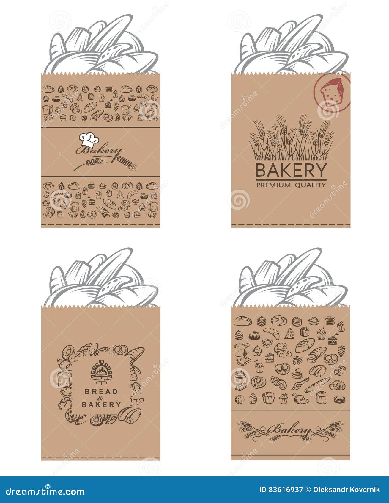 Bakery packages set stock vector. Illustration of crop 83616937