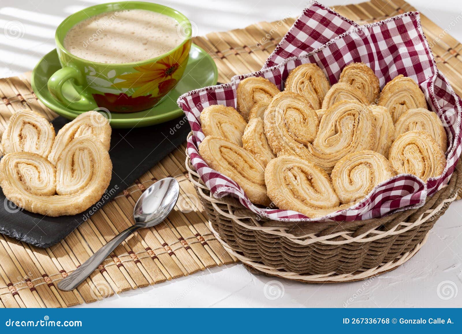 Bakery and Pastry Tasty Puff Pastry Hearts Covered with Sugar Stock