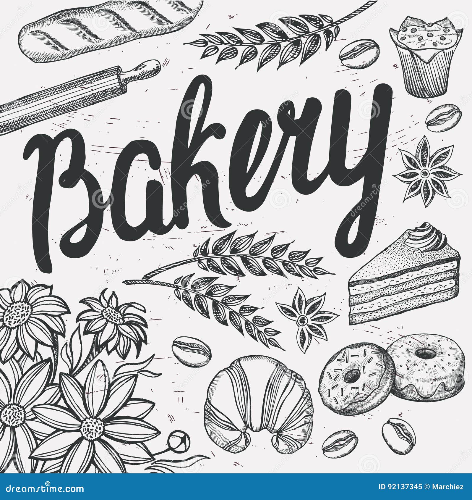 Bakery Poster With Bread And Pastries Collection. Vector Illustration ...