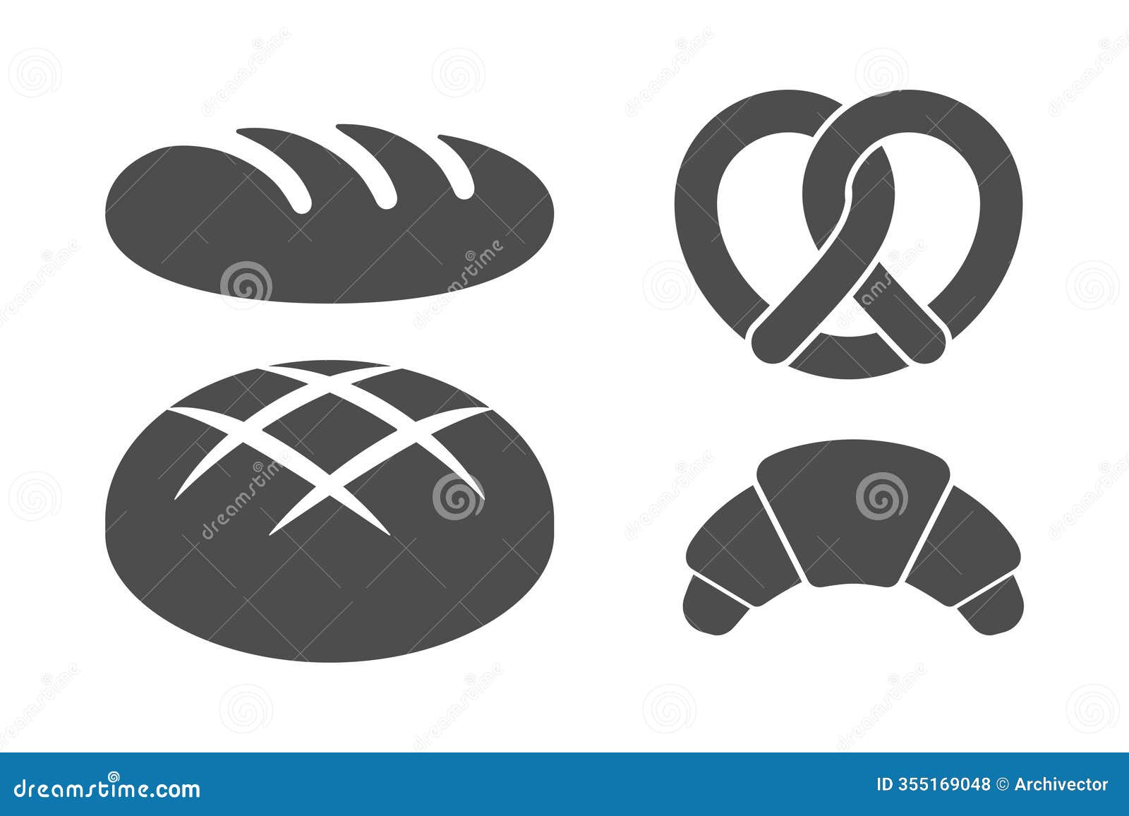 bakery products graphic icon set