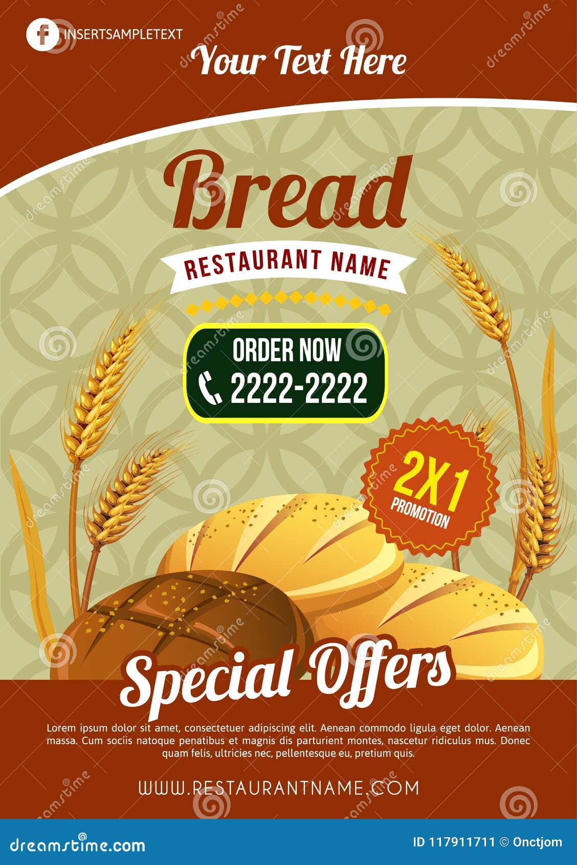 Bakery Restaurant Promotional Template Stock Vector Illustration Of Brown Flour