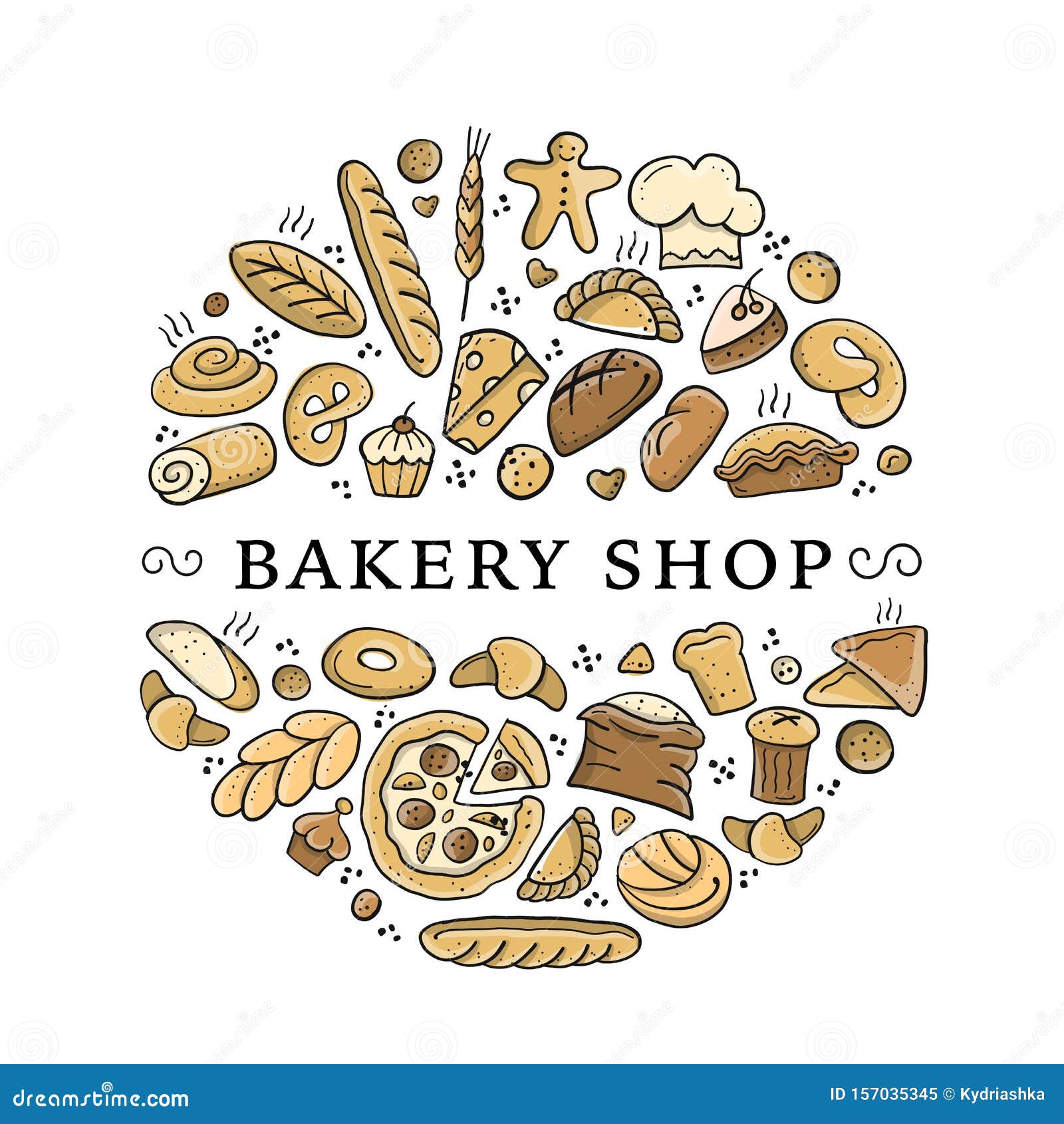 Bakery Shop Background, Sketch for Your Design Stock Vector ...