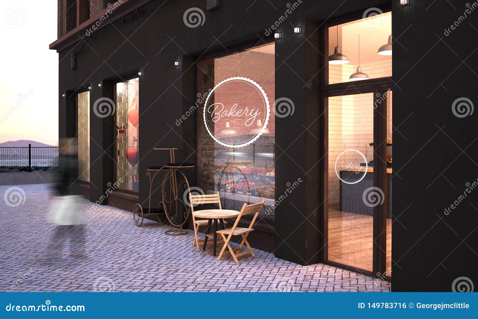 Download Bakery storefront mockup stock illustration. Illustration of bread - 149783716
