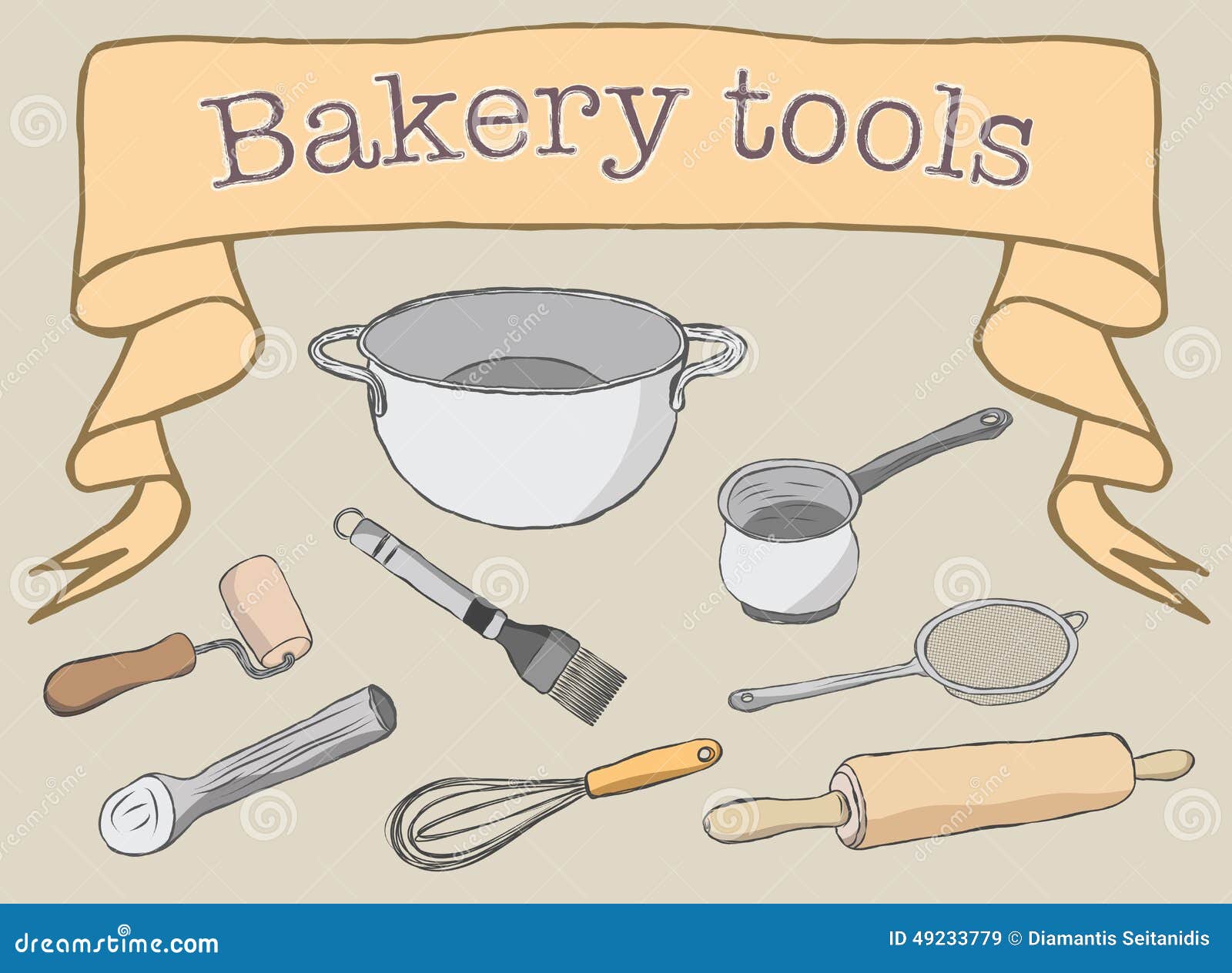 Bakery Tools stock vector. Illustration of chalk, food 49233779