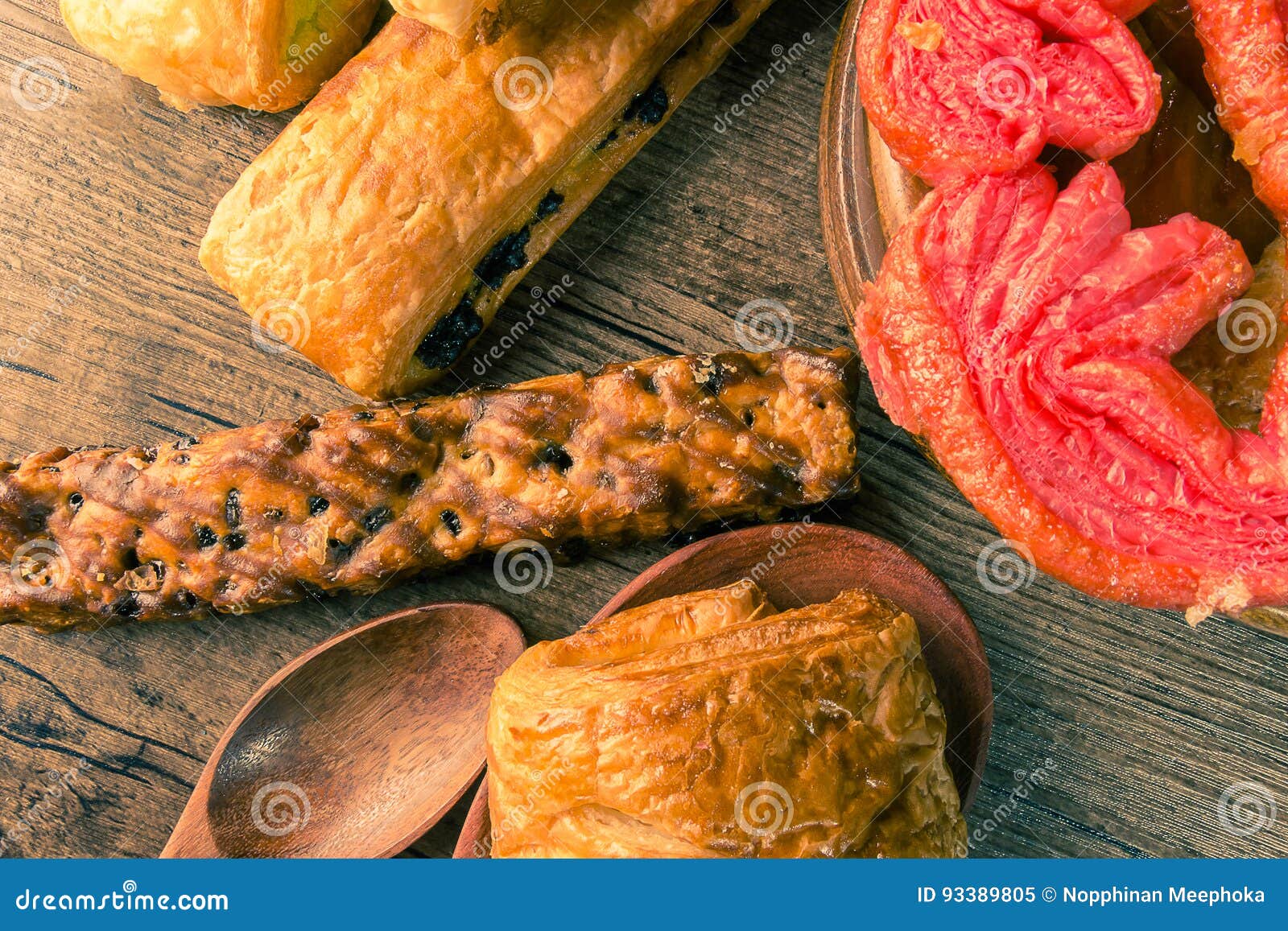 Bakery Variety of Style and Flavors on a Wooden Table Stock Image