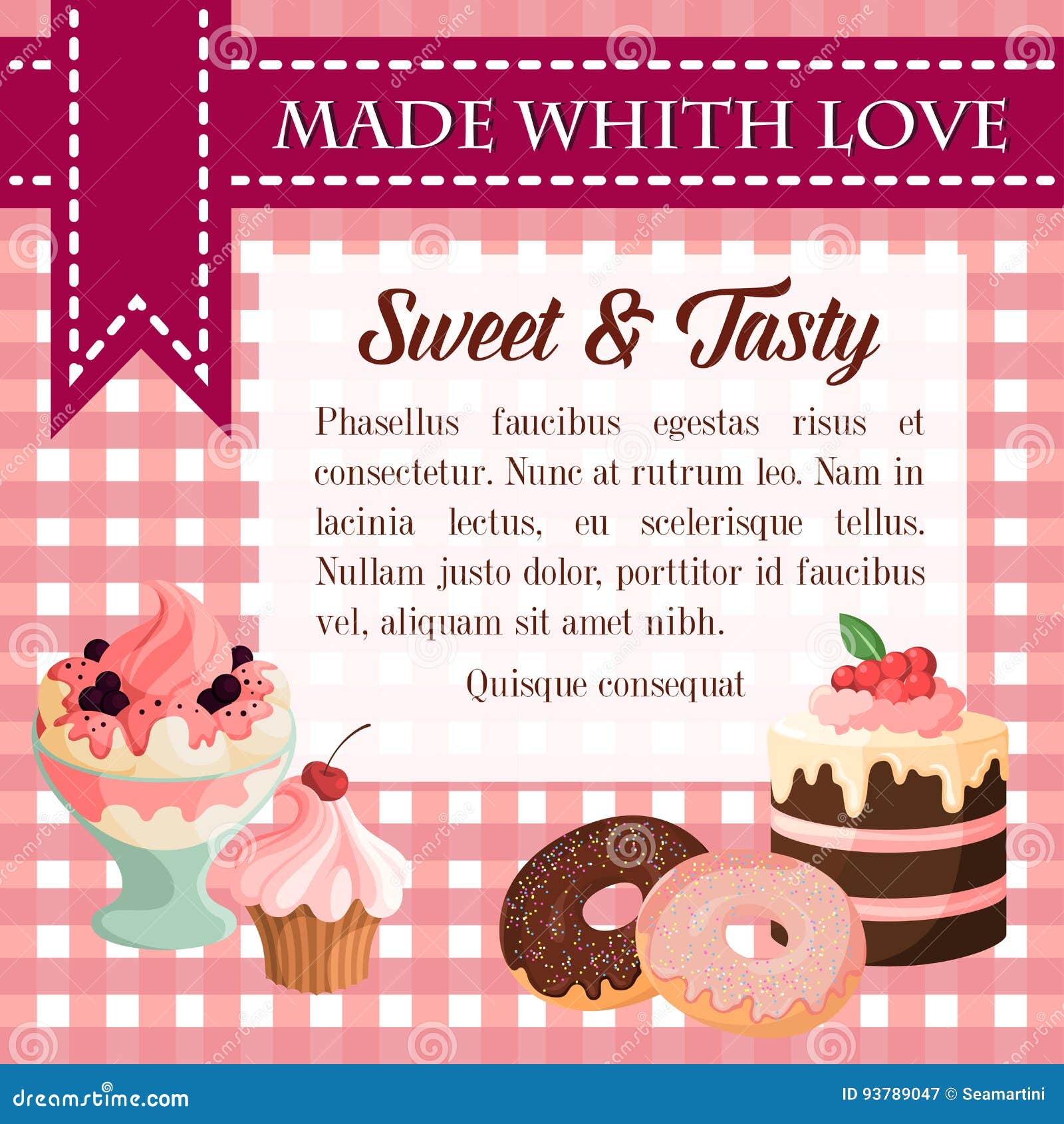 Cupcake poster design bakery cake dessert card Vector Image