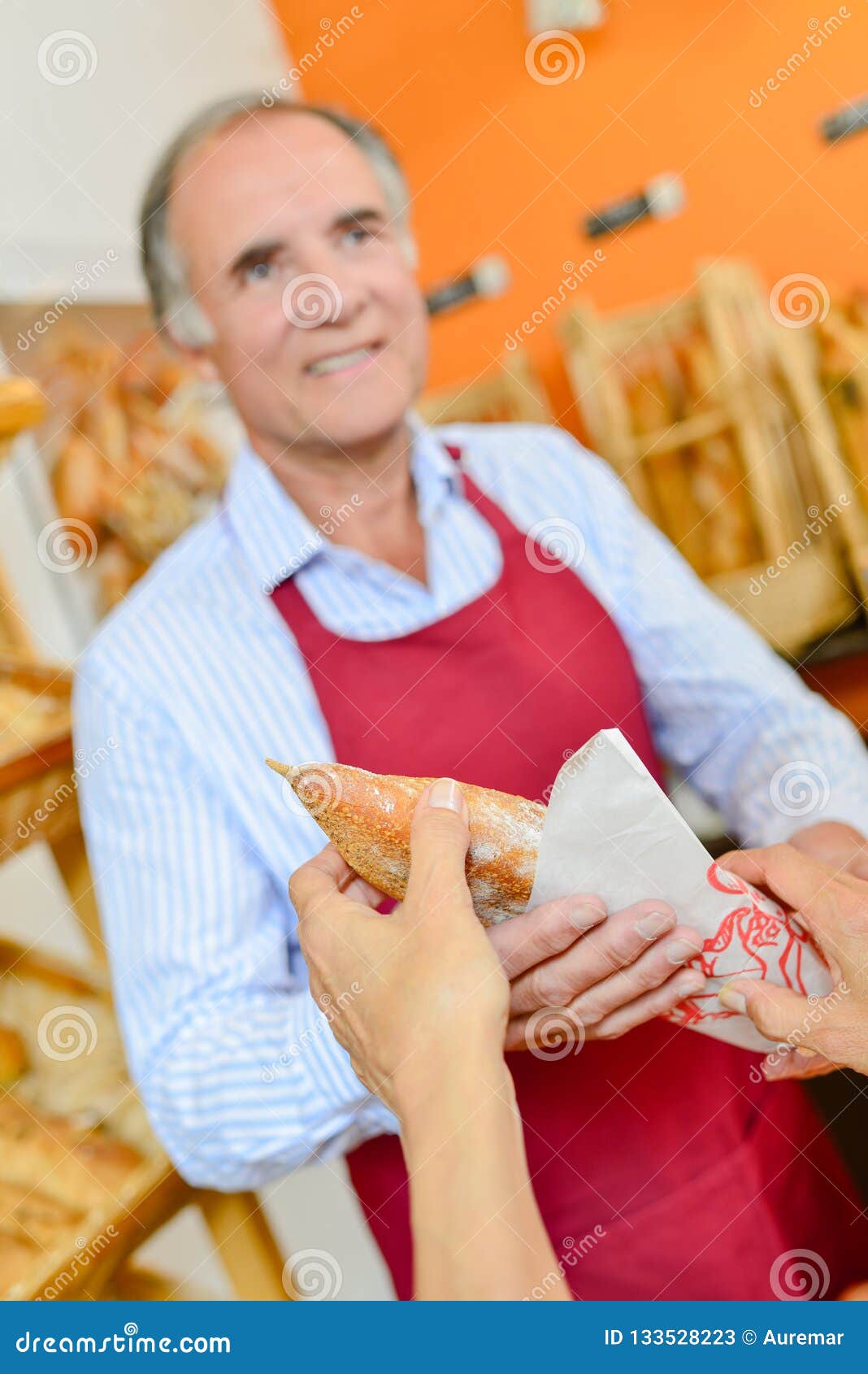 Bakery Worker Selling Bread Stock Image Image of girl, european