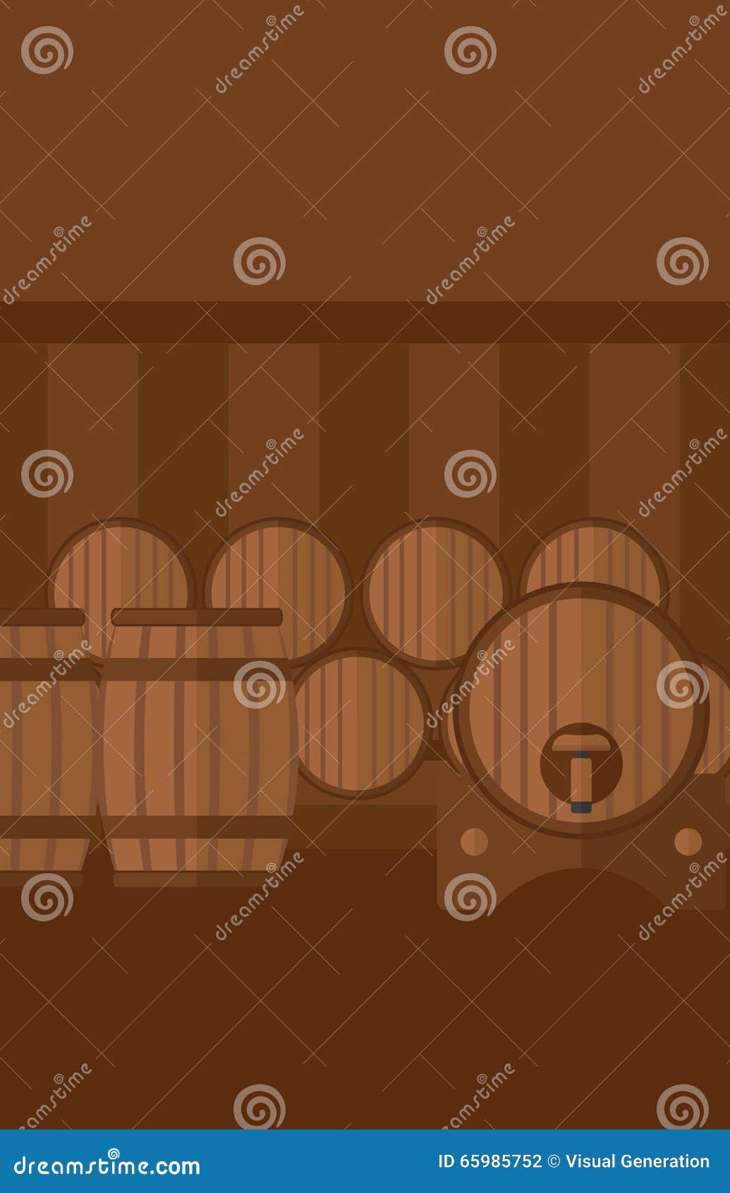 Bakgrund av vinfat i källare. Bakgrund av vinfat i illustration för design för källarevektorlägenhet Vertikal orientering