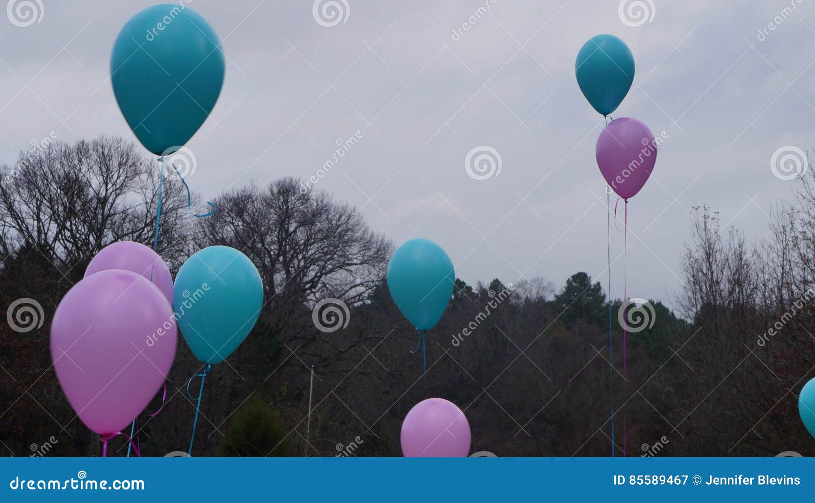 Bakgrund sväller blå rosa white. Rosa färg- och blåttballonger utanför