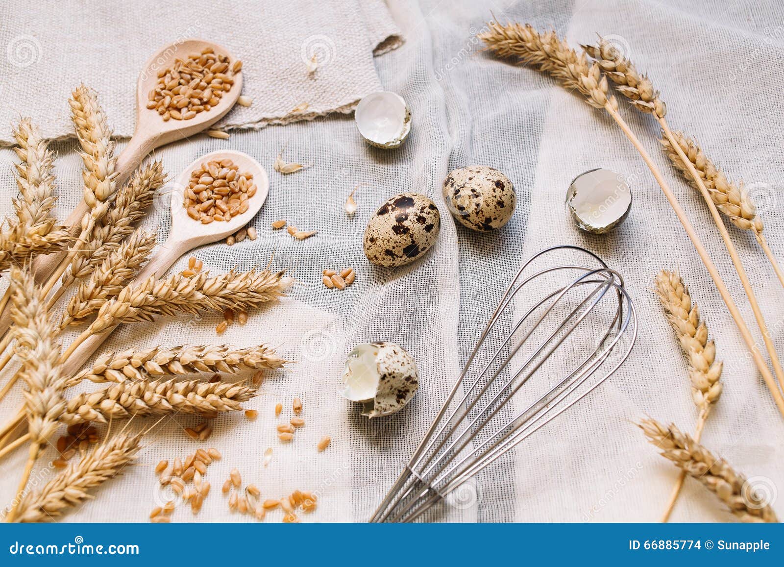 Baking Background with Eggs and Wheat Grain Stock Photo Image of