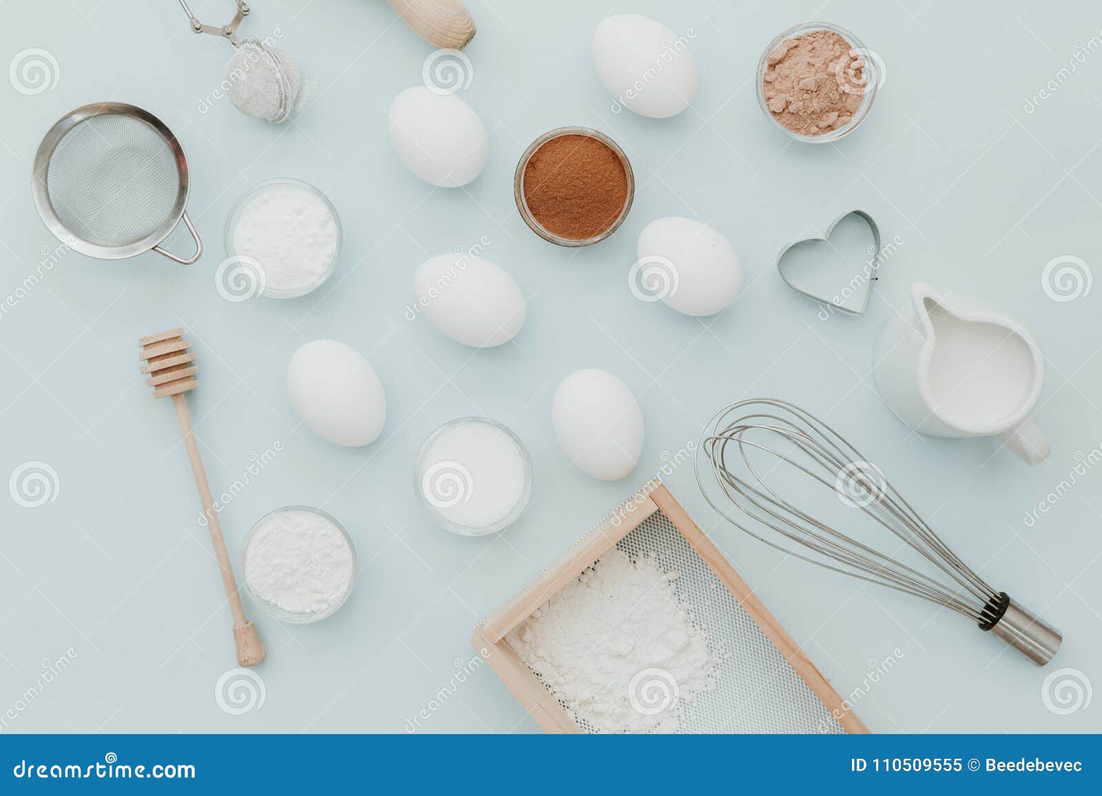 Baking Background.the Ingredients Over Pastel Background Stock Image