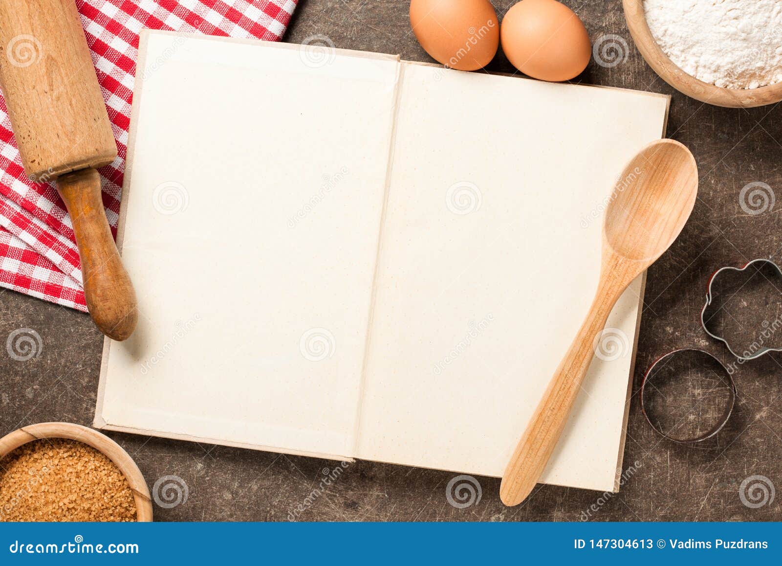 Baking Concept with Cookbook and Ingredients Stock Image - Image of ...