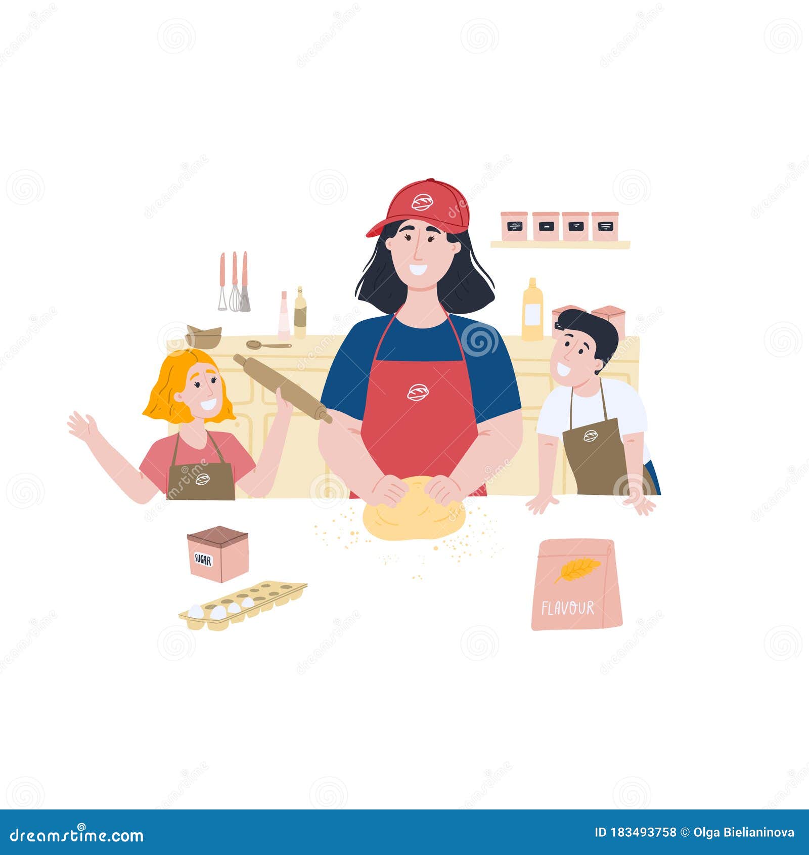 Baking and Cooking Classes for Children with a Cafe or Restaurant Employee  Stock Illustration - Illustration of dinner, isolated: 183493758