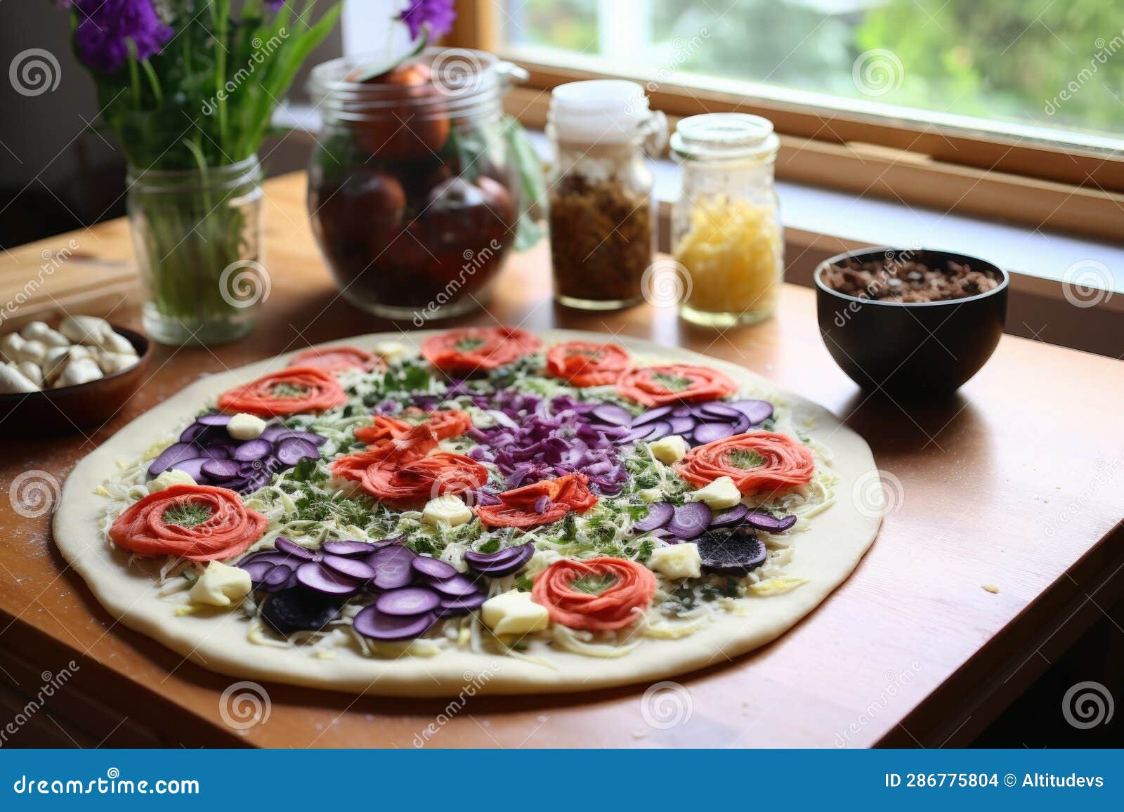 Baking a Glutenfree Pizza with Fresh Toppings Stock Photo Image of