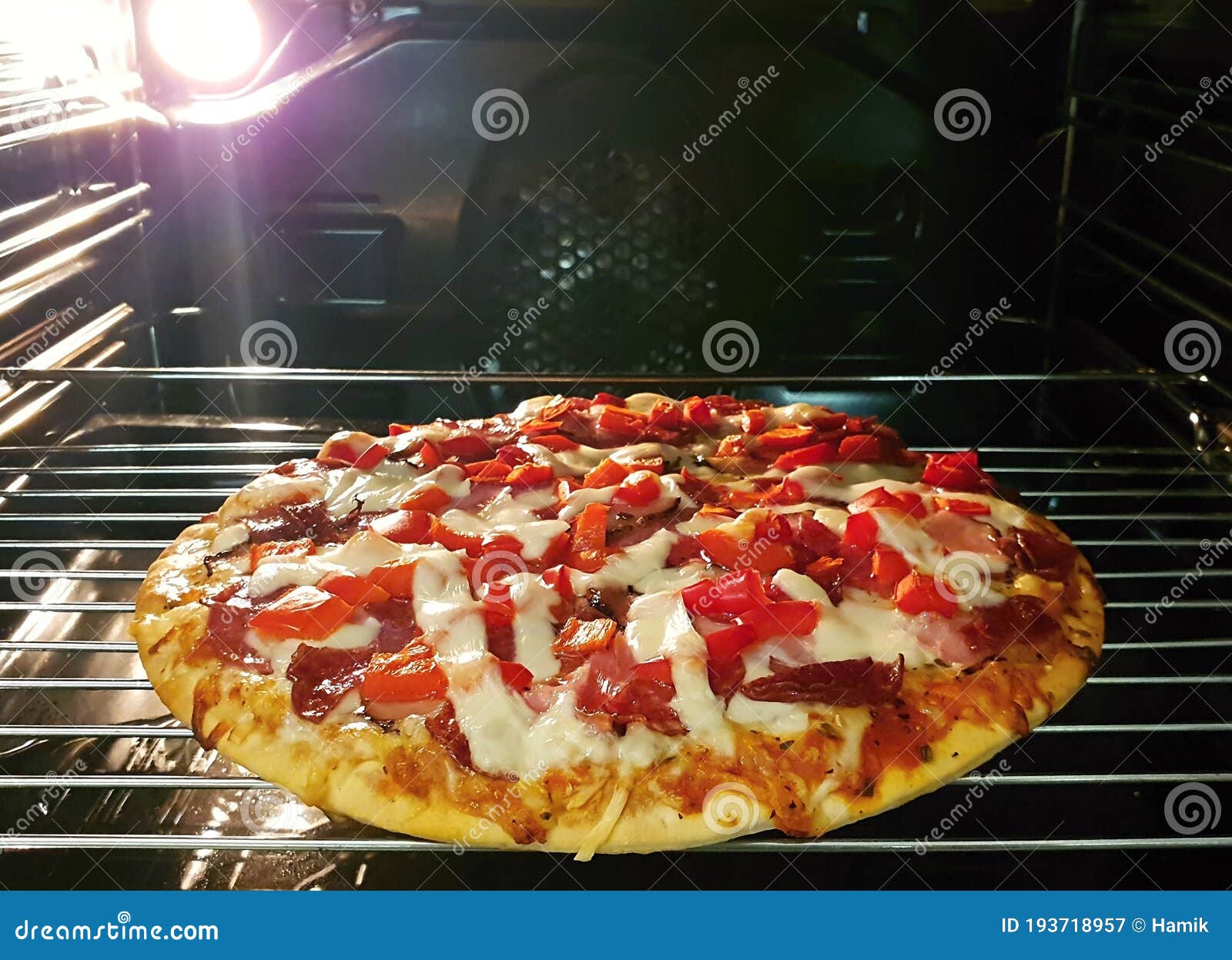 Baking of Homemade Pizza in Oven Stock Image Image of delicious