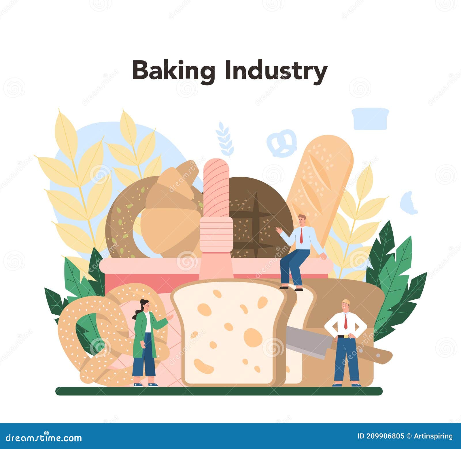 Baking Industry Concept. Baking Pastry Process Stock Vector