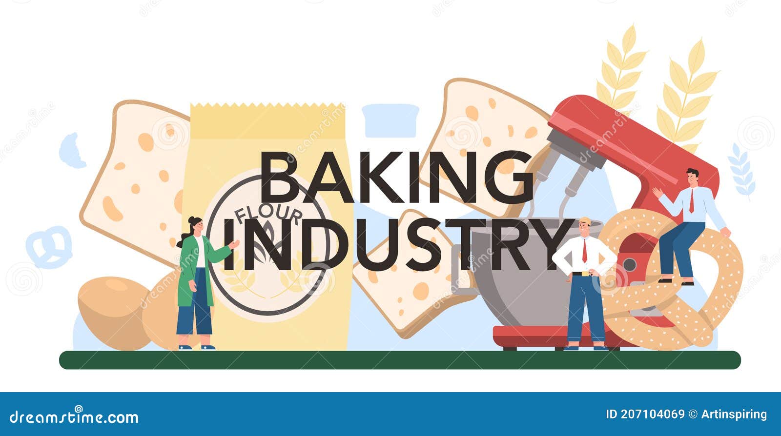 Baking Industry Typographic Header. Baking Pastry Process Stock